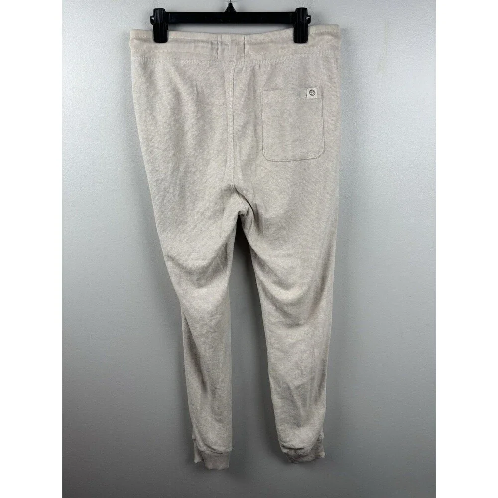 Free Planet Sweatpants Mens 32 M Cotton Fleece Jogger Drawstring Cream Rib Cuff